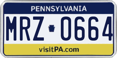 PA license plate MRZ0664