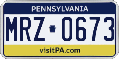 PA license plate MRZ0673