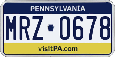 PA license plate MRZ0678