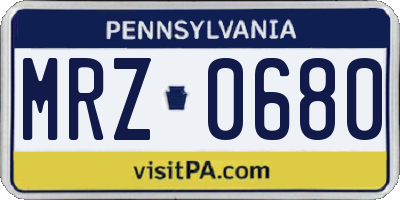 PA license plate MRZ0680
