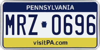 PA license plate MRZ0696