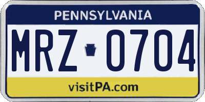 PA license plate MRZ0704