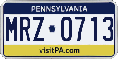 PA license plate MRZ0713