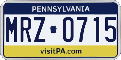 PA license plate MRZ0715