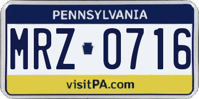 PA license plate MRZ0716