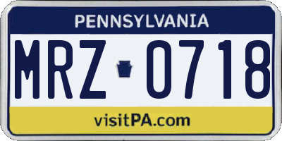 PA license plate MRZ0718
