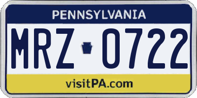 PA license plate MRZ0722