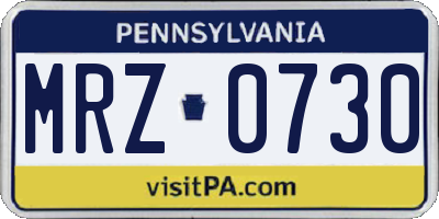 PA license plate MRZ0730
