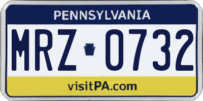 PA license plate MRZ0732