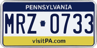 PA license plate MRZ0733