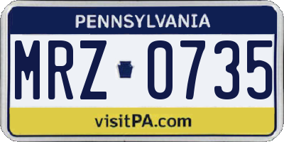PA license plate MRZ0735