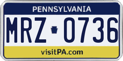 PA license plate MRZ0736