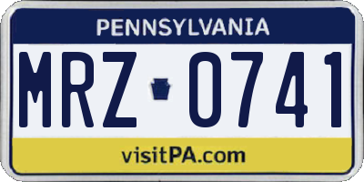PA license plate MRZ0741