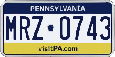 PA license plate MRZ0743