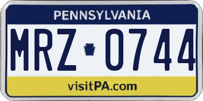 PA license plate MRZ0744