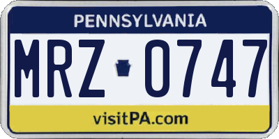 PA license plate MRZ0747