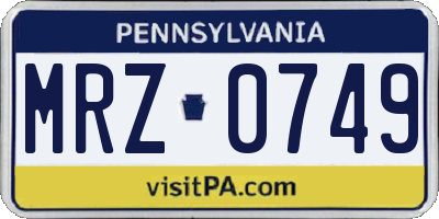 PA license plate MRZ0749
