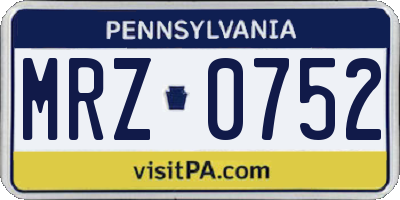 PA license plate MRZ0752