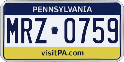 PA license plate MRZ0759