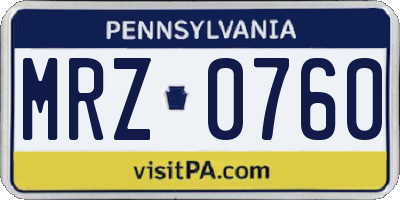 PA license plate MRZ0760