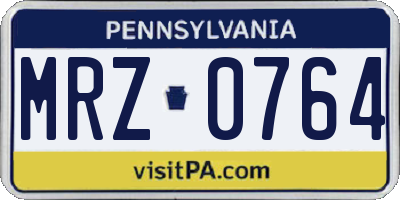 PA license plate MRZ0764