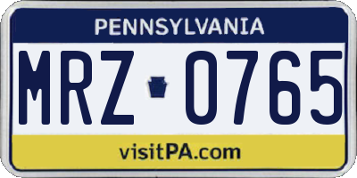 PA license plate MRZ0765