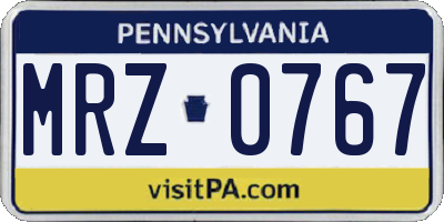 PA license plate MRZ0767