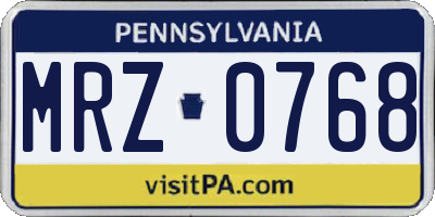 PA license plate MRZ0768