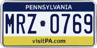 PA license plate MRZ0769