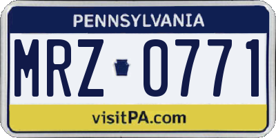 PA license plate MRZ0771