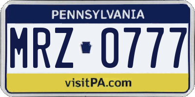 PA license plate MRZ0777