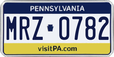 PA license plate MRZ0782