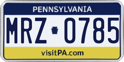 PA license plate MRZ0785