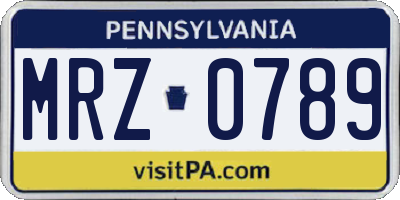 PA license plate MRZ0789