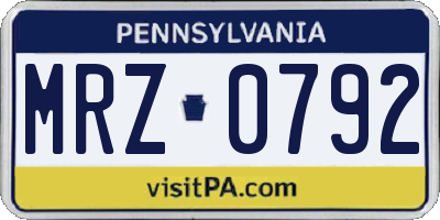 PA license plate MRZ0792