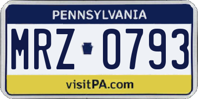 PA license plate MRZ0793