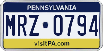 PA license plate MRZ0794