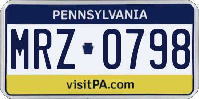 PA license plate MRZ0798