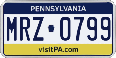 PA license plate MRZ0799