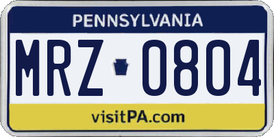 PA license plate MRZ0804