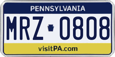 PA license plate MRZ0808