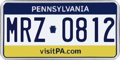 PA license plate MRZ0812