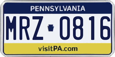 PA license plate MRZ0816