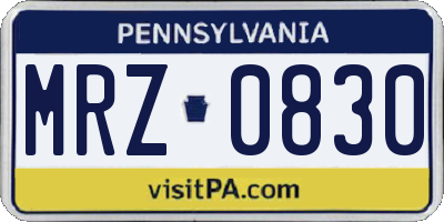 PA license plate MRZ0830
