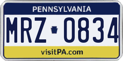 PA license plate MRZ0834