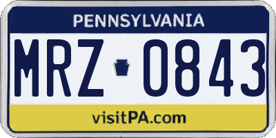 PA license plate MRZ0843