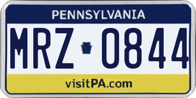 PA license plate MRZ0844