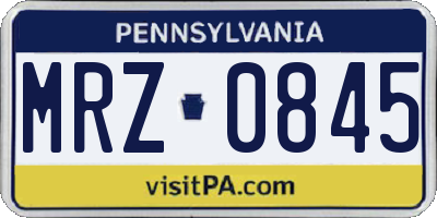 PA license plate MRZ0845