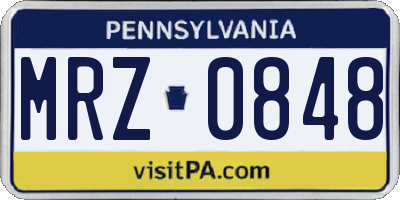 PA license plate MRZ0848