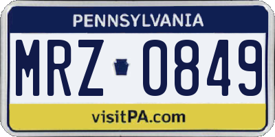 PA license plate MRZ0849